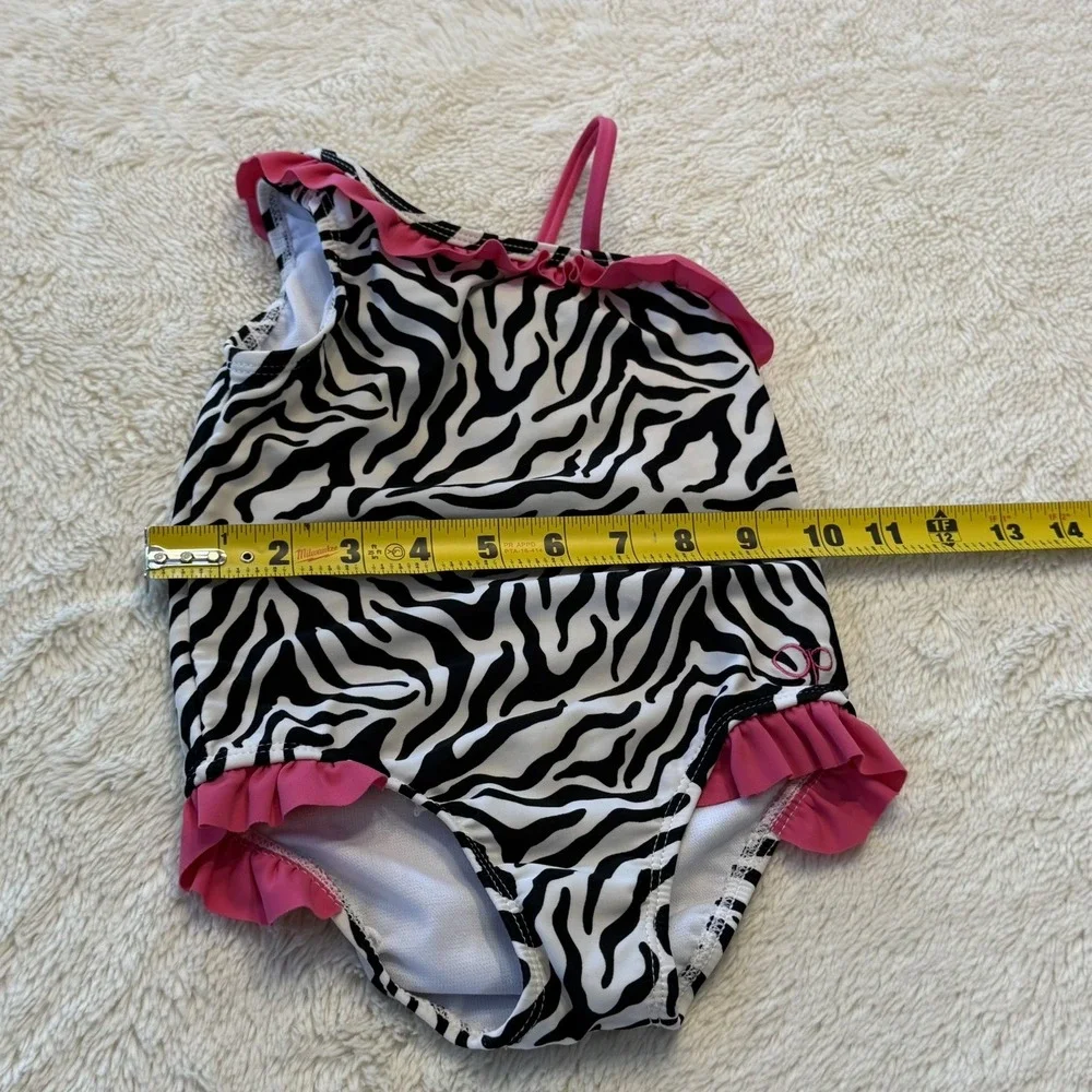 Op 1-Piece girl Toddler Swim Suit Zebra Print Ruffle